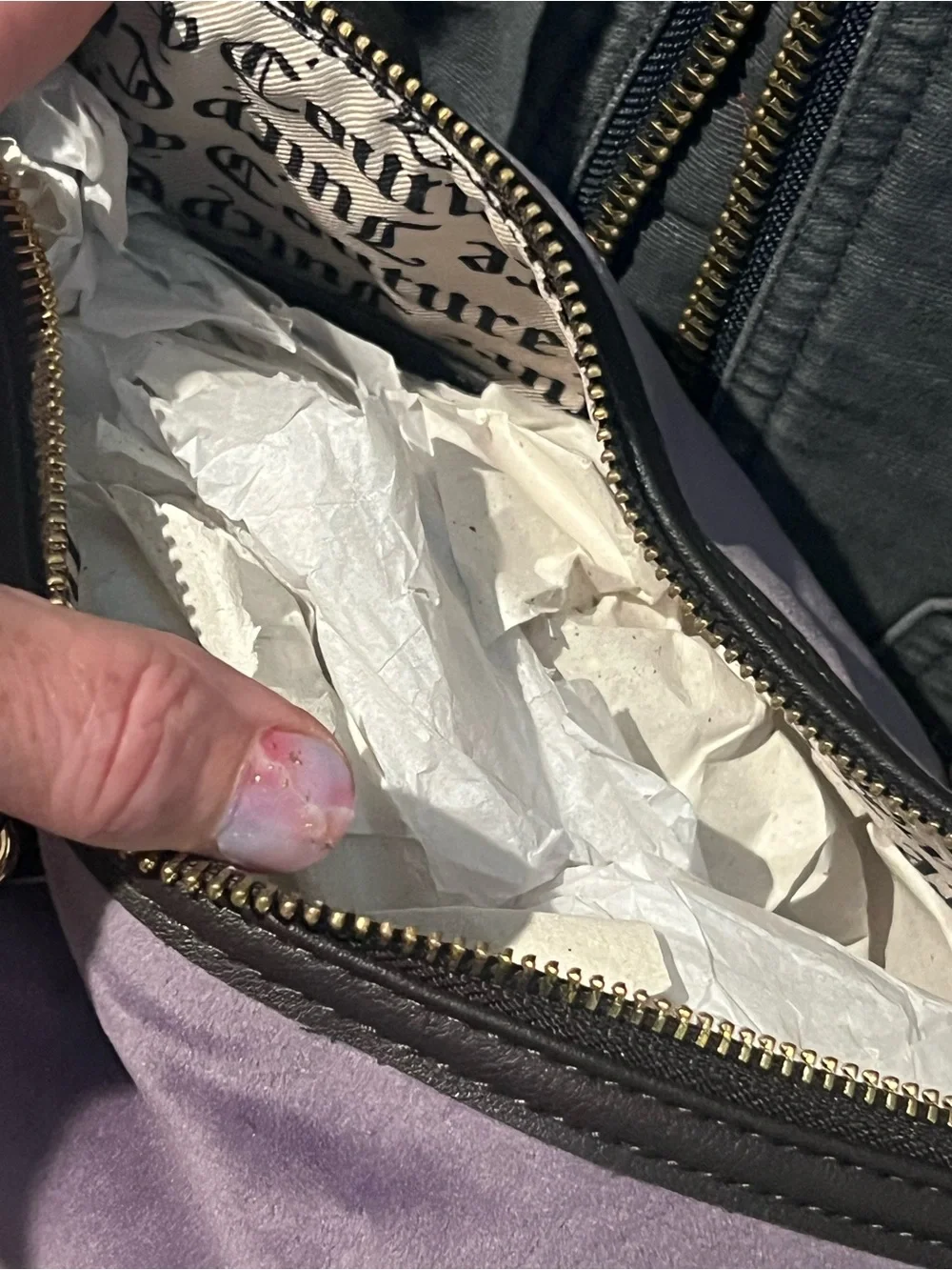 Juicy Couture Lavender Purple Suede Satchel with Coin Pouch
